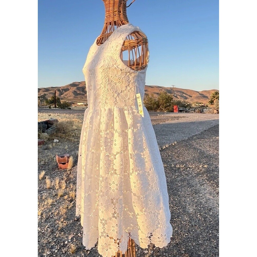 Kensie Girls White Floral Lace Fit Flare Dress Sleeveless Easter Party Size 16 - Picture 4 of 16